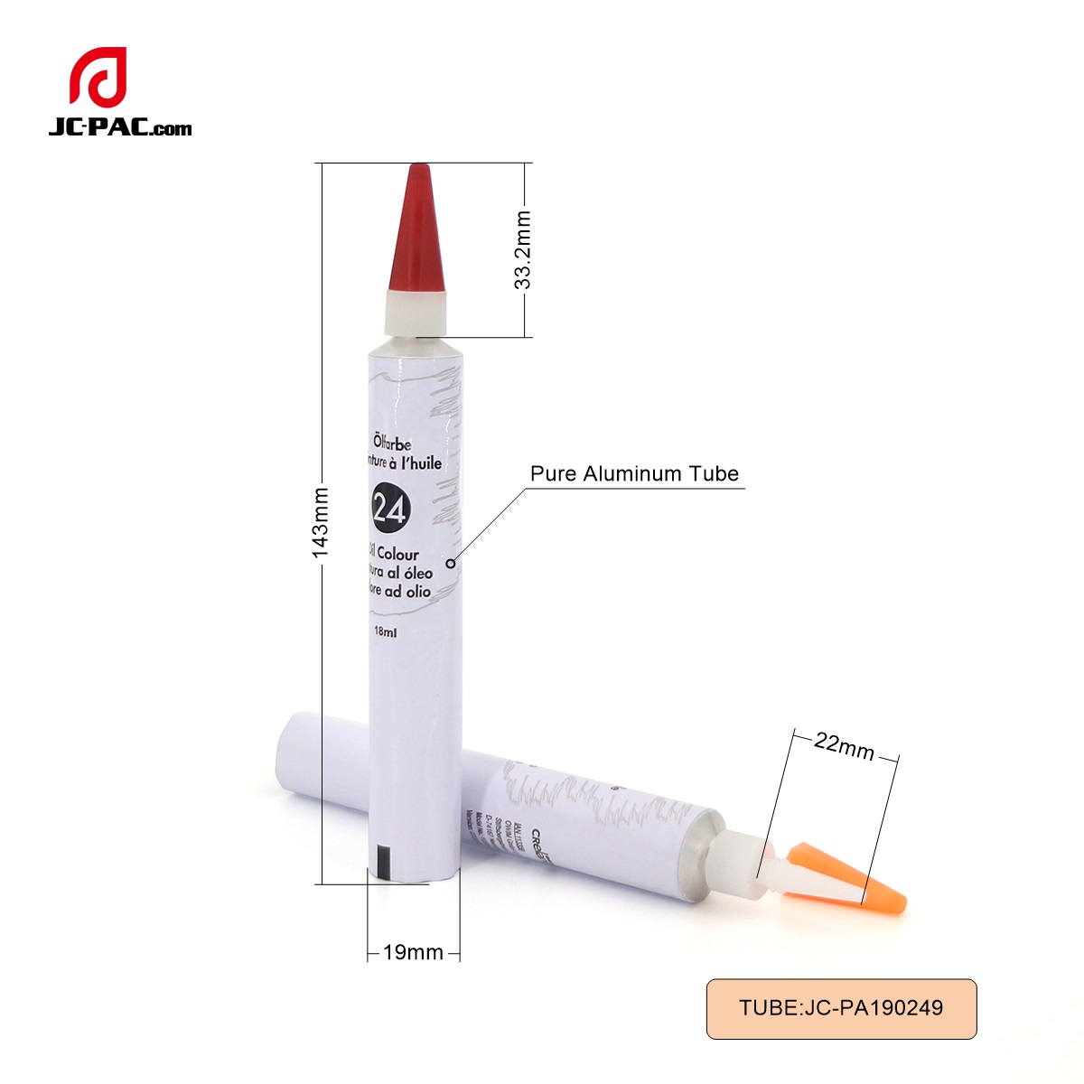 PA190249  18ml Cosmetic Aluminum Tube Package, 10g Eye Gel Tube, Pure Aluminum Tube