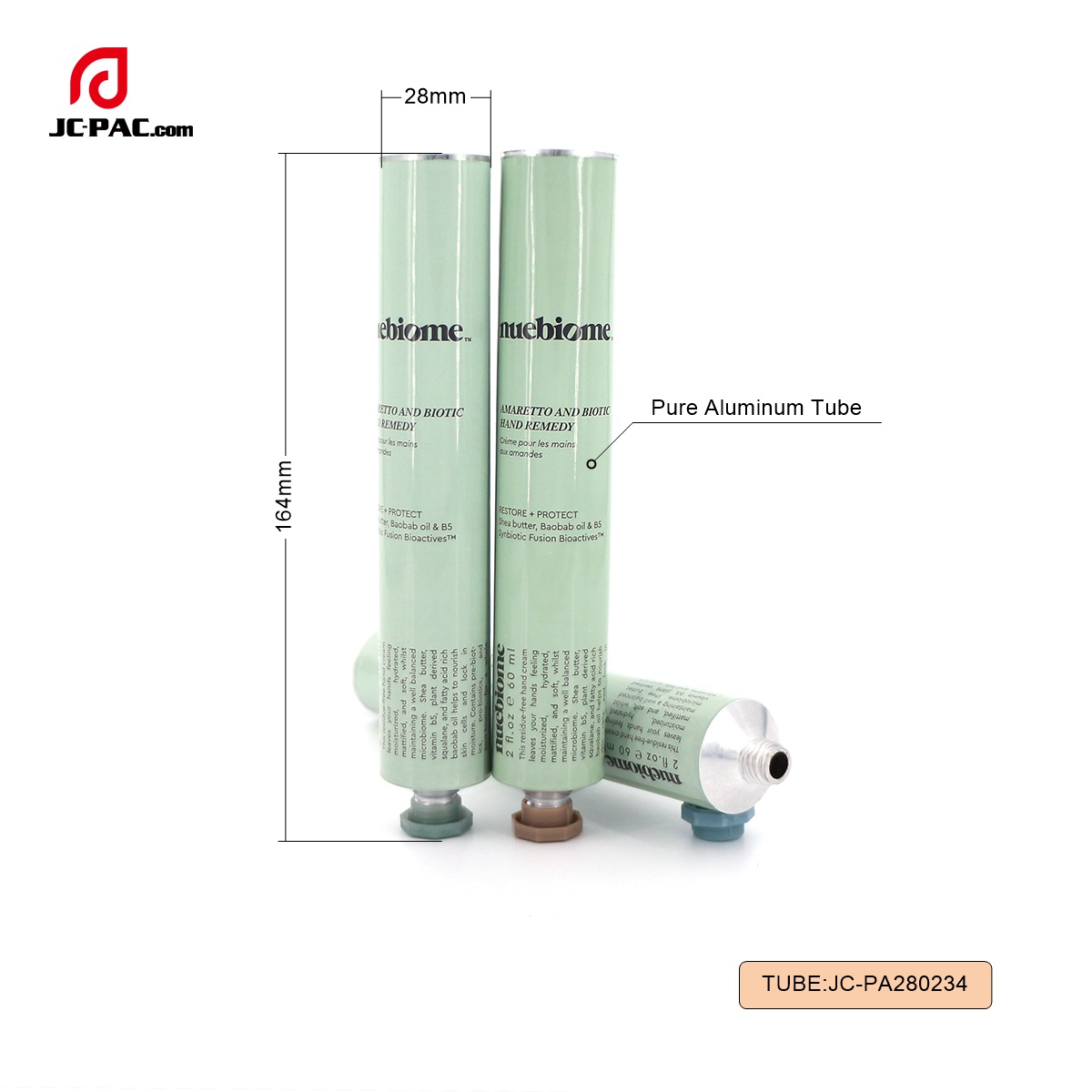 PA280234  2oz Hand Cream Tube, Hand Protect Cream Tube, Pure Aluminum Package Tube