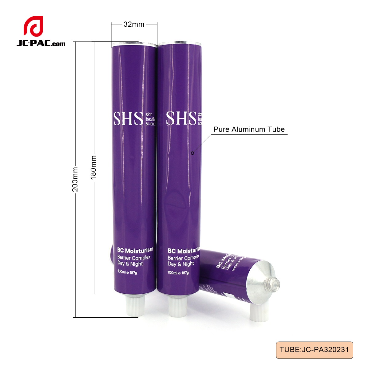 PA320231  100g Cosmetic Package Aluminum Tube,  Pure Aluminum Package Tube 