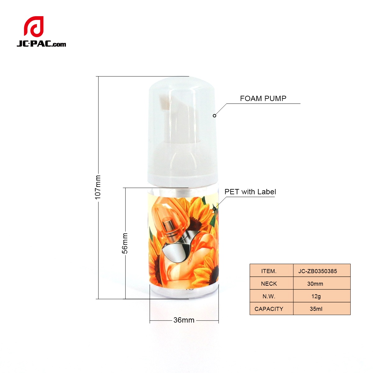 ZB0350385 35ml Custom Printing Foam Bottle